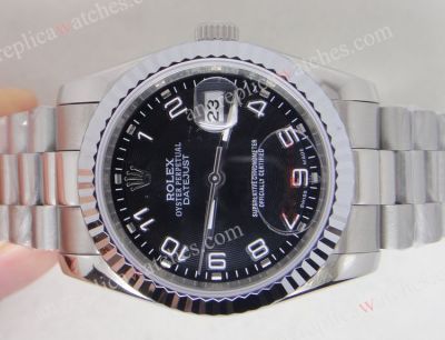 Rolex President  Replica SS Datejust Black Arabic 36mm Men watch - Low Price
